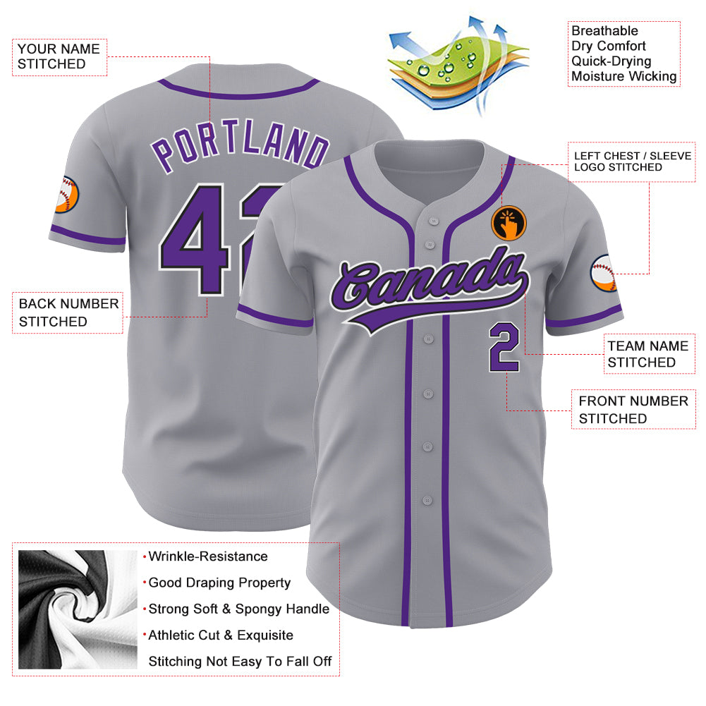 Custom-Gray-Purple-Black-Baseball-MLB-Jersey-8586