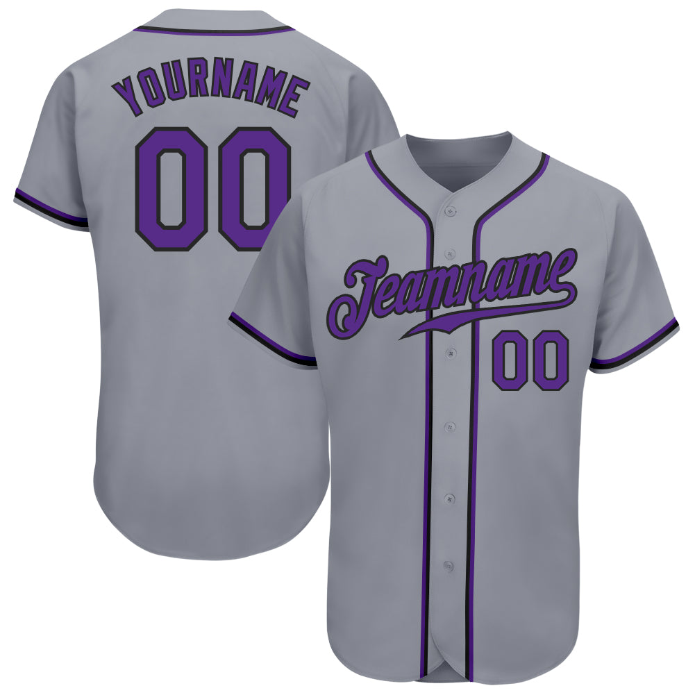 Custom-Gray-Purple-Black-Baseball-MLB-Jersey-9019