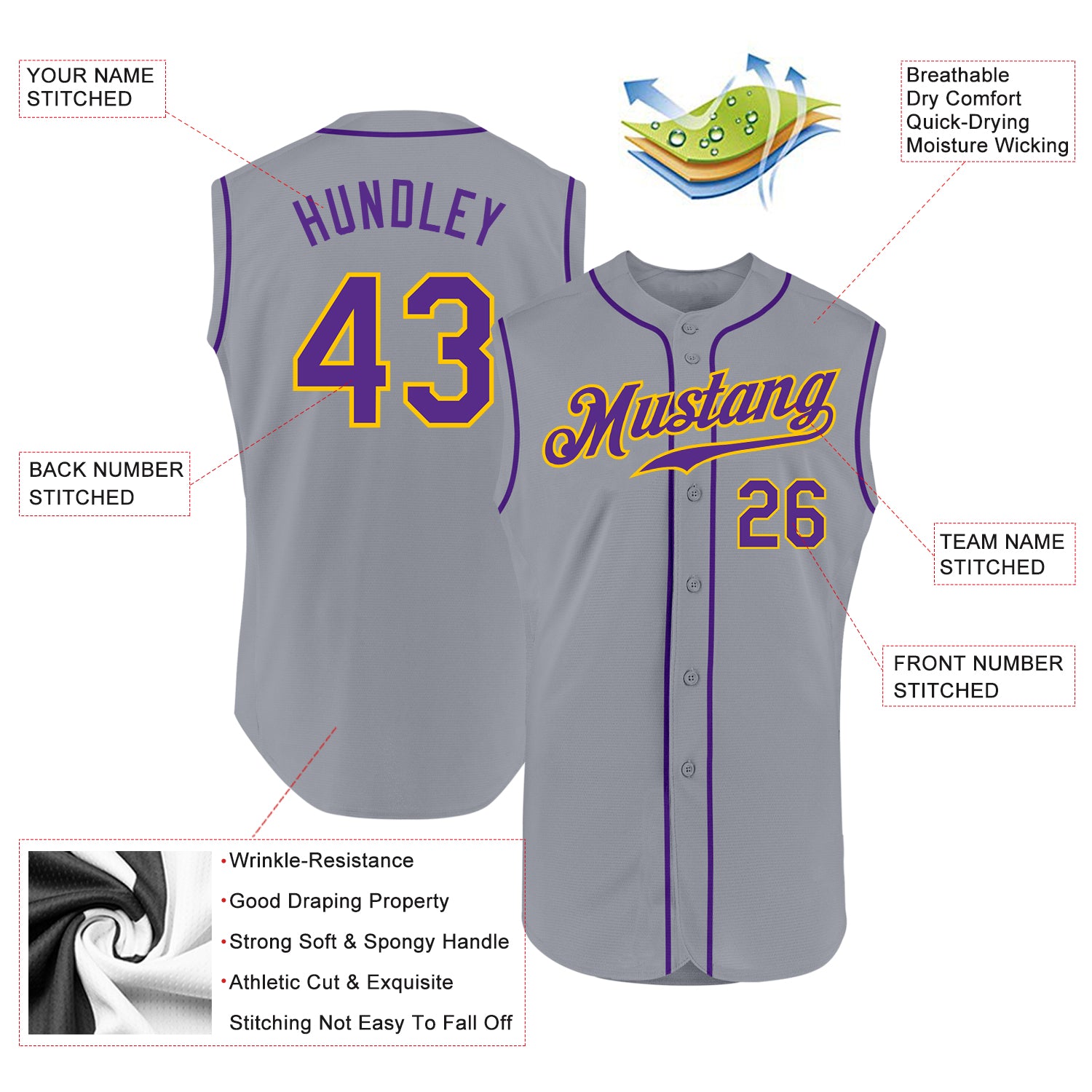 Custom-Gray-Purple-Gold-Sleeveless-Baseball-MLB-Jersey-4430