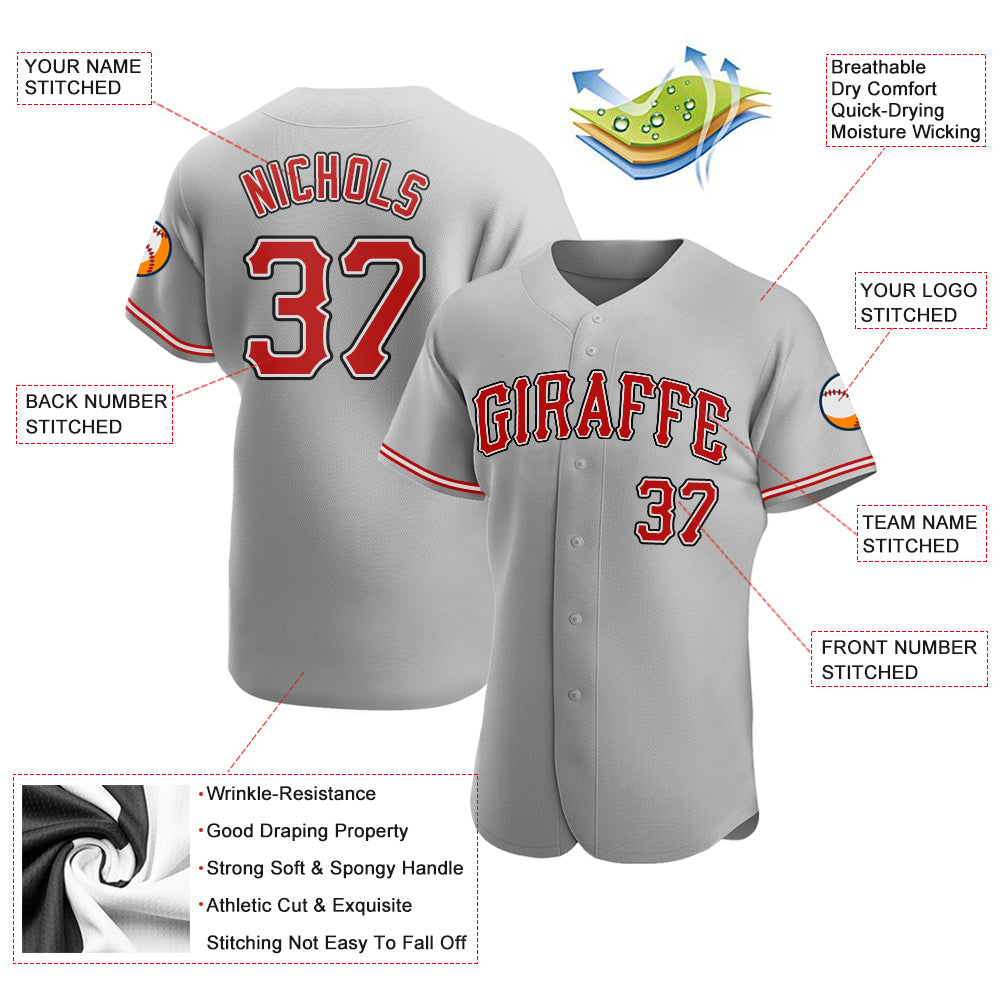 Custom-Gray-Red-Black-Baseball-MLB-Jersey-9540