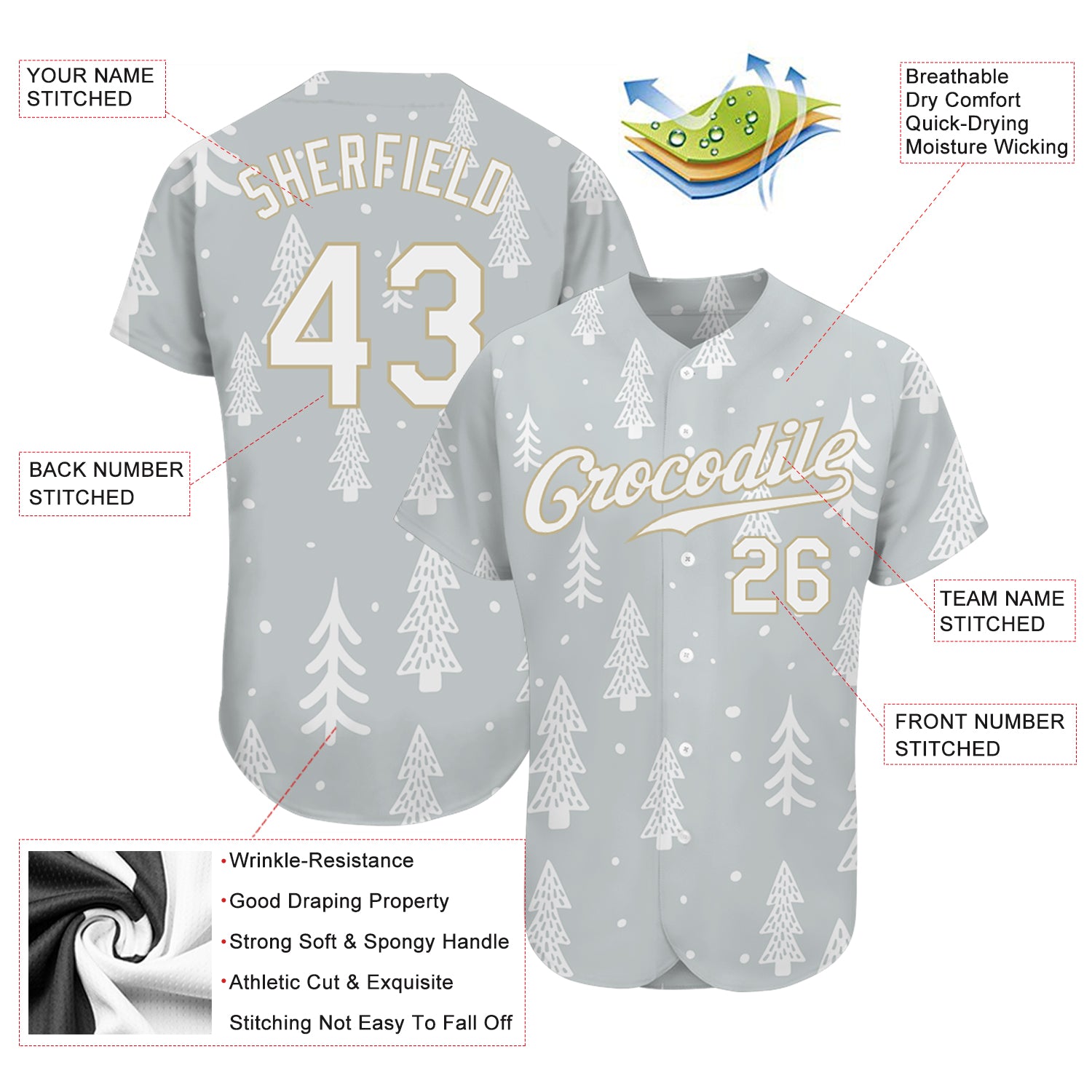 Custom-Gray-White-Old-Gold-Christmas-3D-Baseball-MLB-Jersey-8148