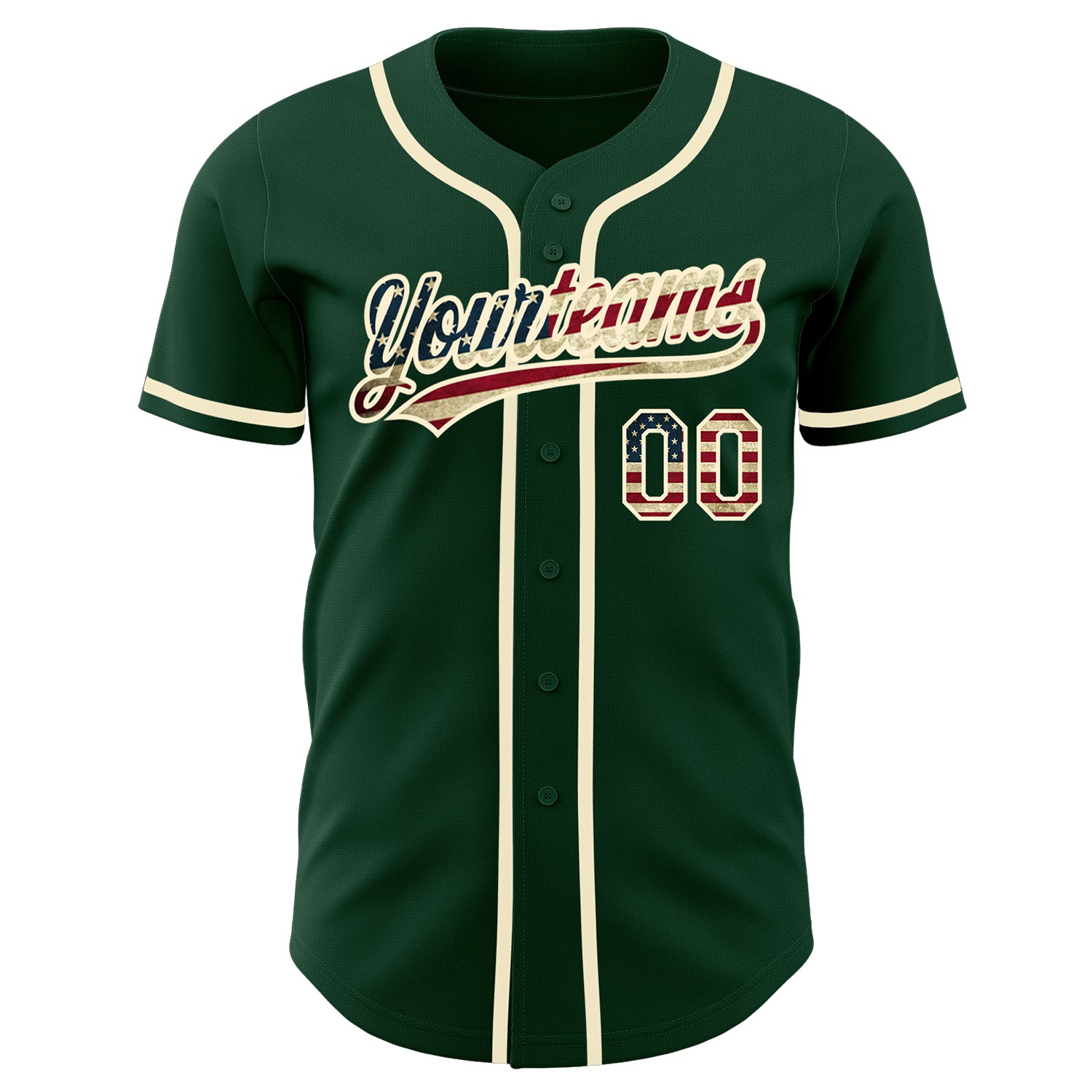 Custom-Green-Vintage-USA-Flag-Cream-Baseball-MLB-Jersey-9924