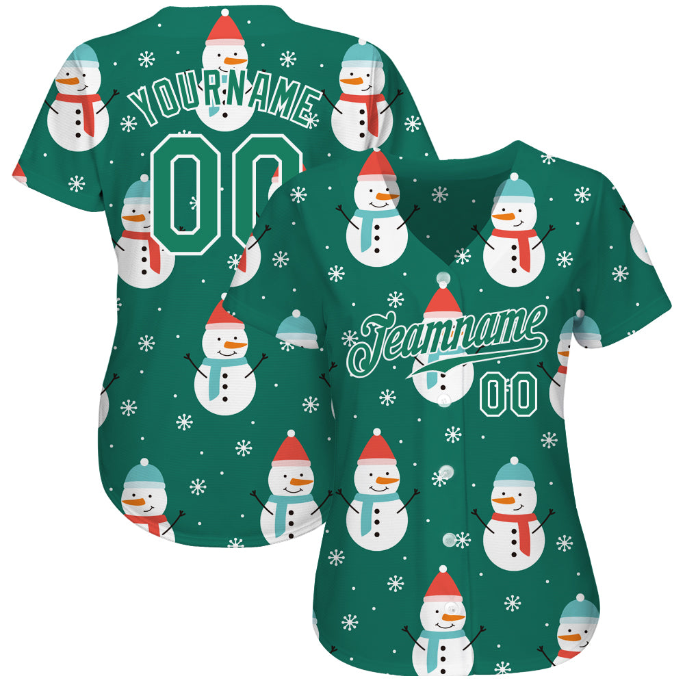 Custom-Kelly-Green-Kelly-Green-White-Christmas-3D-Baseball-MLB-Jersey-2313