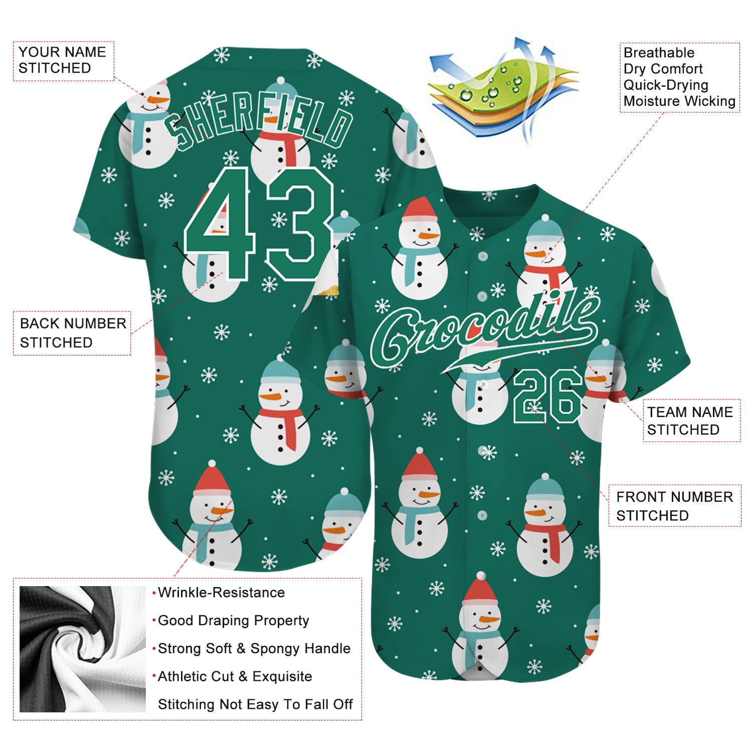 Custom-Kelly-Green-Kelly-Green-White-Christmas-3D-Baseball-MLB-Jersey-2688
