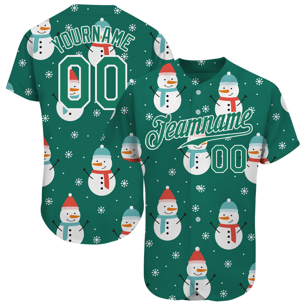Custom-Kelly-Green-Kelly-Green-White-Christmas-3D-Baseball-MLB-Jersey-9081