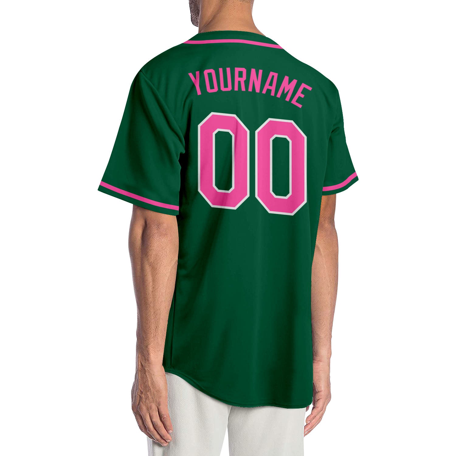 Custom-Kelly-Green-Pink-White-Baseball-MLB-Jersey-2808