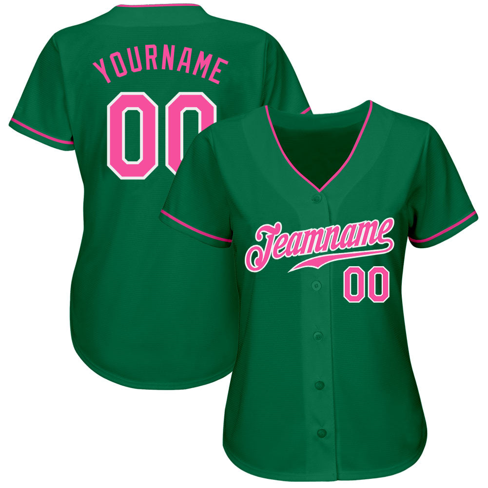 Custom-Kelly-Green-Pink-White-Baseball-MLB-Jersey-3957