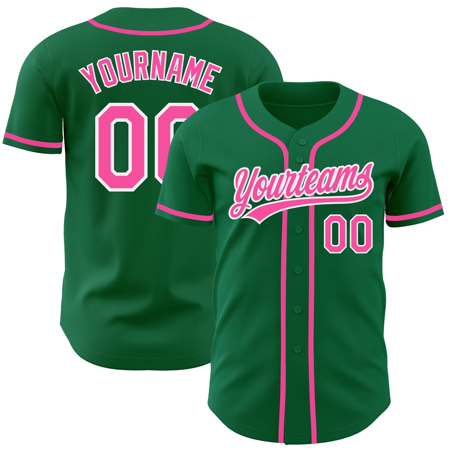 Custom-Kelly-Green-Pink-White-Baseball-MLB-Jersey-5472