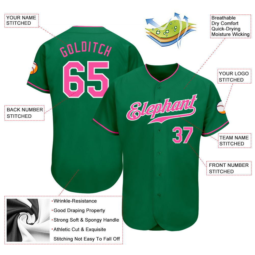 Custom-Kelly-Green-Pink-White-Baseball-MLB-Jersey-5937