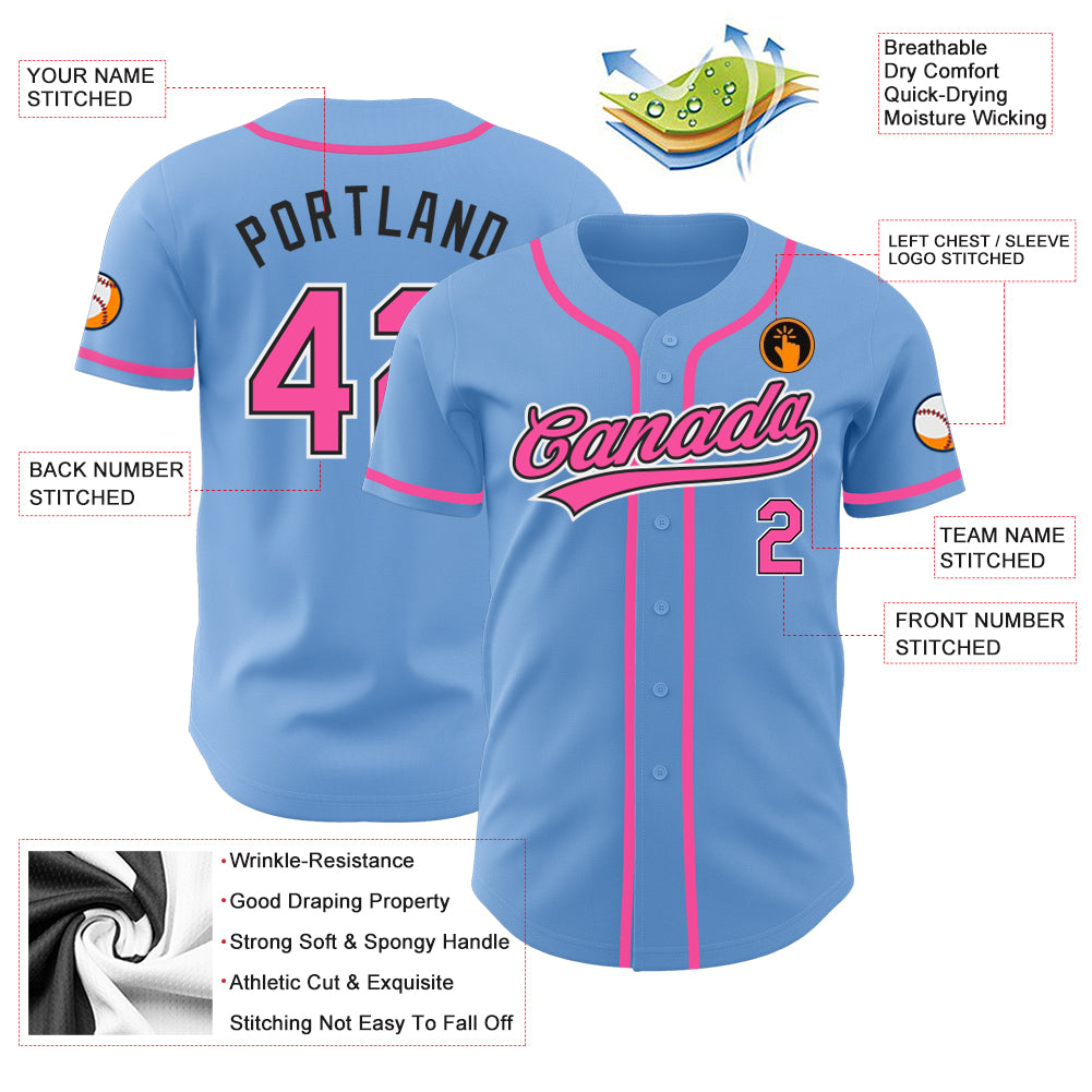 Custom-Light-Blue-Pink-Black-Baseball-MLB-Jersey-1049