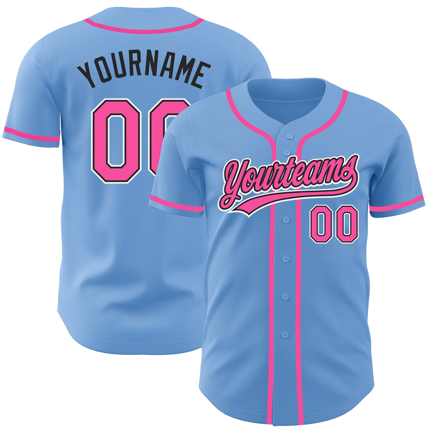 Custom-Light-Blue-Pink-Black-Baseball-MLB-Jersey-4113