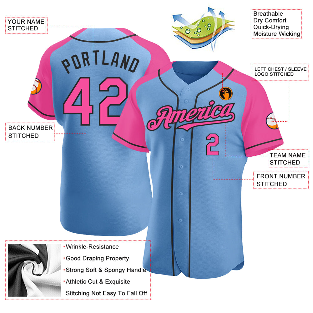 Custom-Light-Blue-Pink-Black-Baseball-MLB-Jersey-4735
