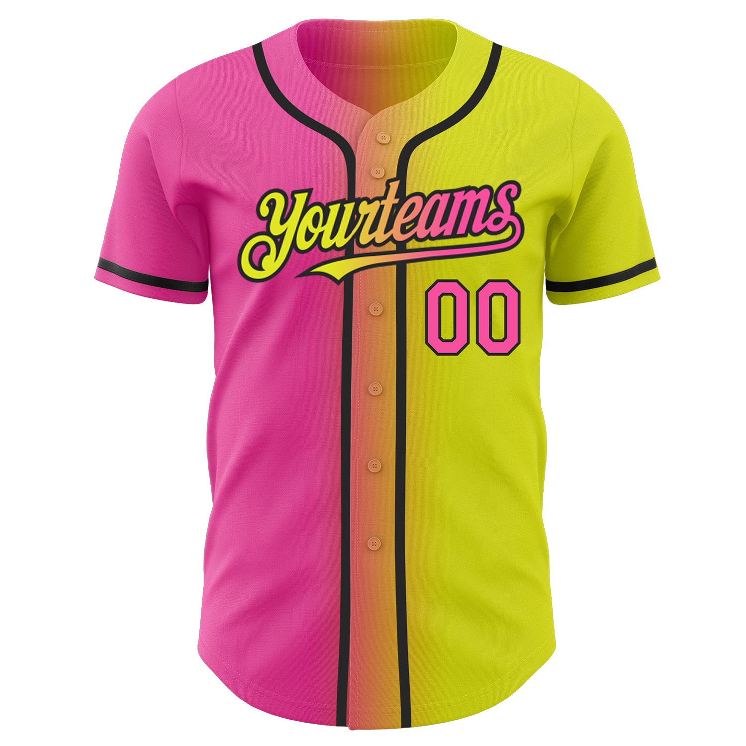 Custom-Neon-Yellow-Pink-Black-Gradient-Fashion-Baseball-MLB-Jersey-1013