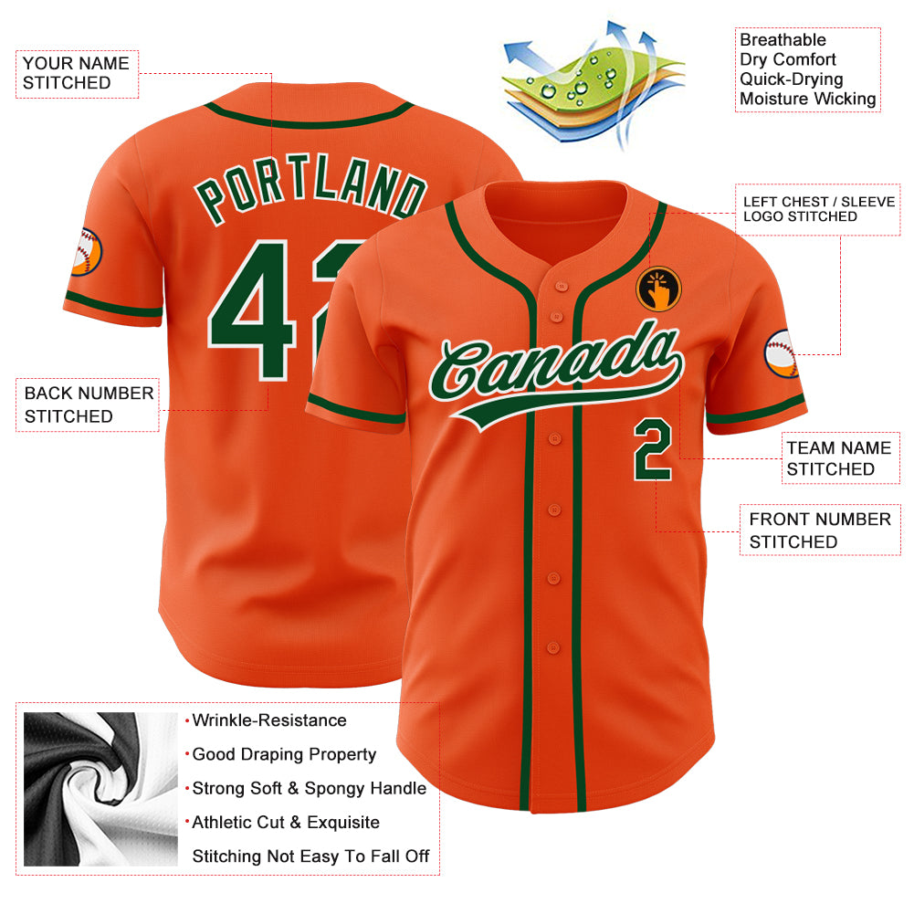 Custom-Orange-Green-White-Baseball-MLB-Jersey-9443