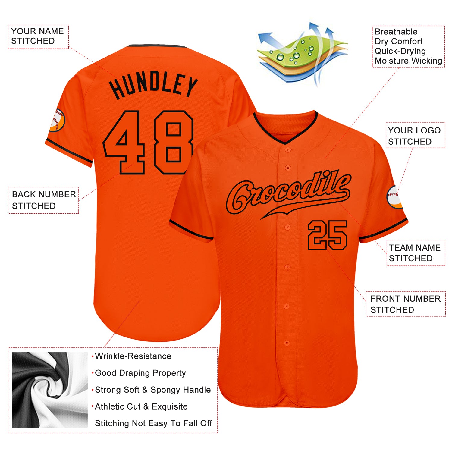 Custom-Orange-Orange-Black-Baseball-MLB-Jersey-5490