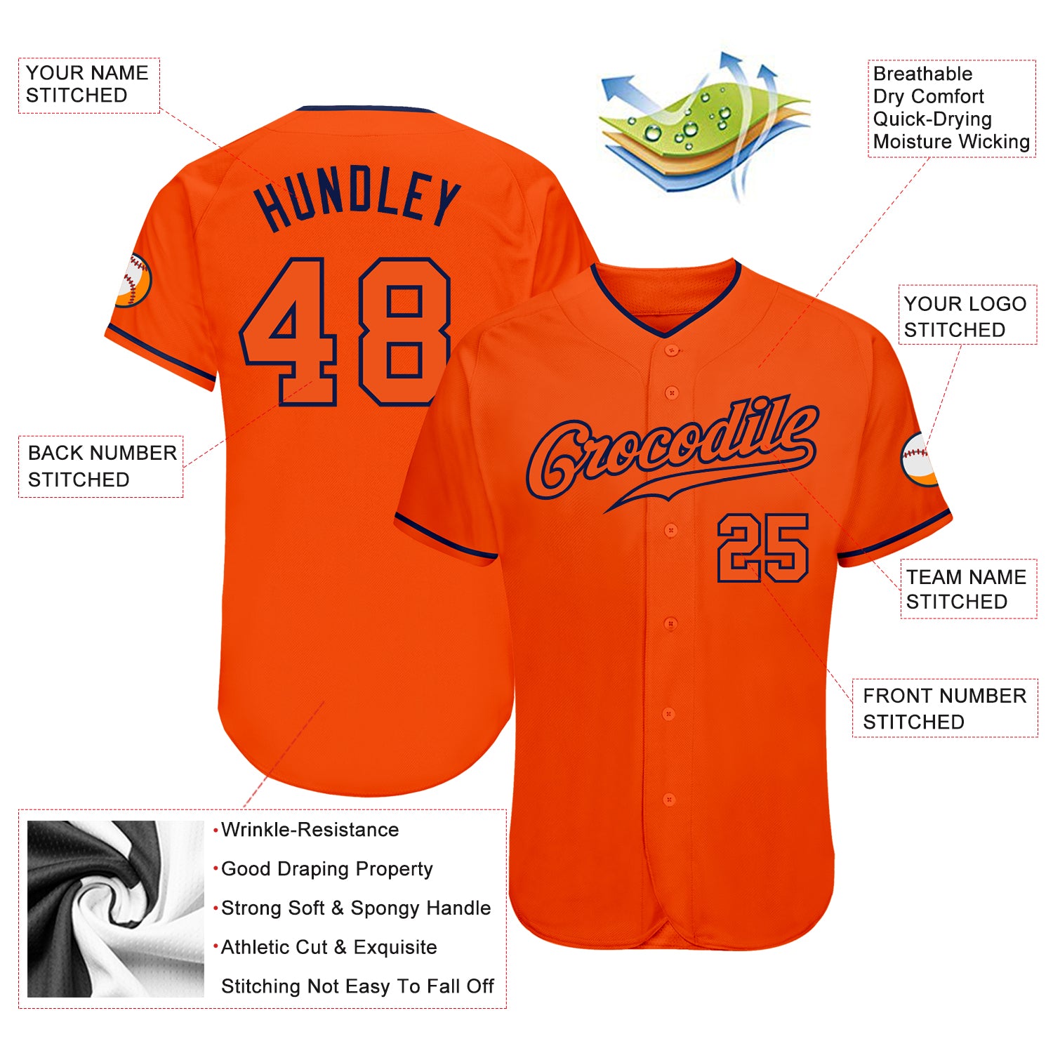 Custom-Orange-Orange-Navy-Baseball-MLB-Jersey-7840