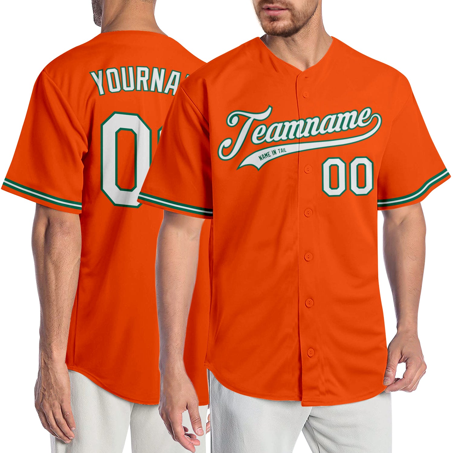 Custom-Orange-White-Kelly-Green-Baseball-MLB-Jersey-7451