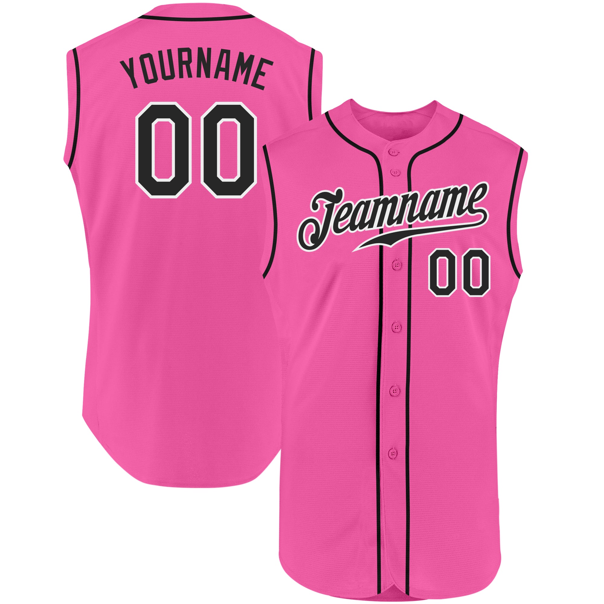 Custom-Pink-Black-White-Sleeveless-Baseball-MLB-Jersey-1519