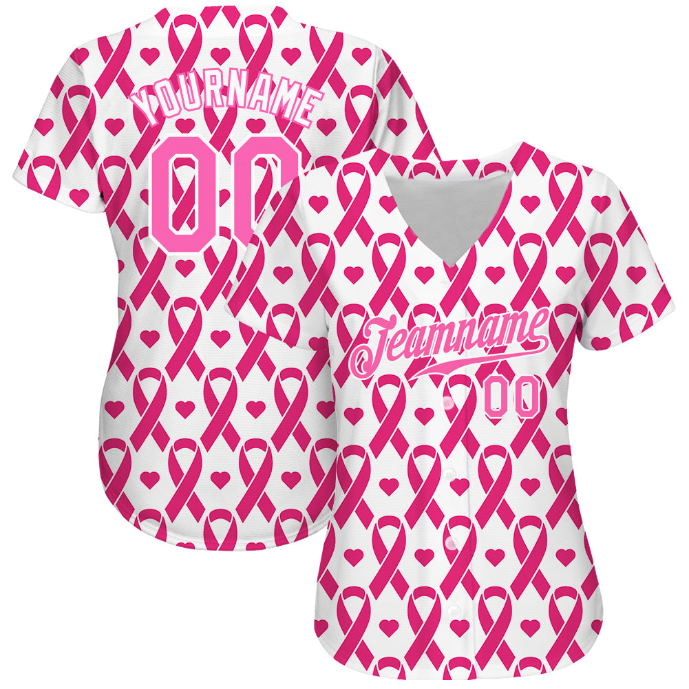 Custom-Pink-Pink-White-Design-Breast-Cancer-Baseball-MLB-Jersey-4002
