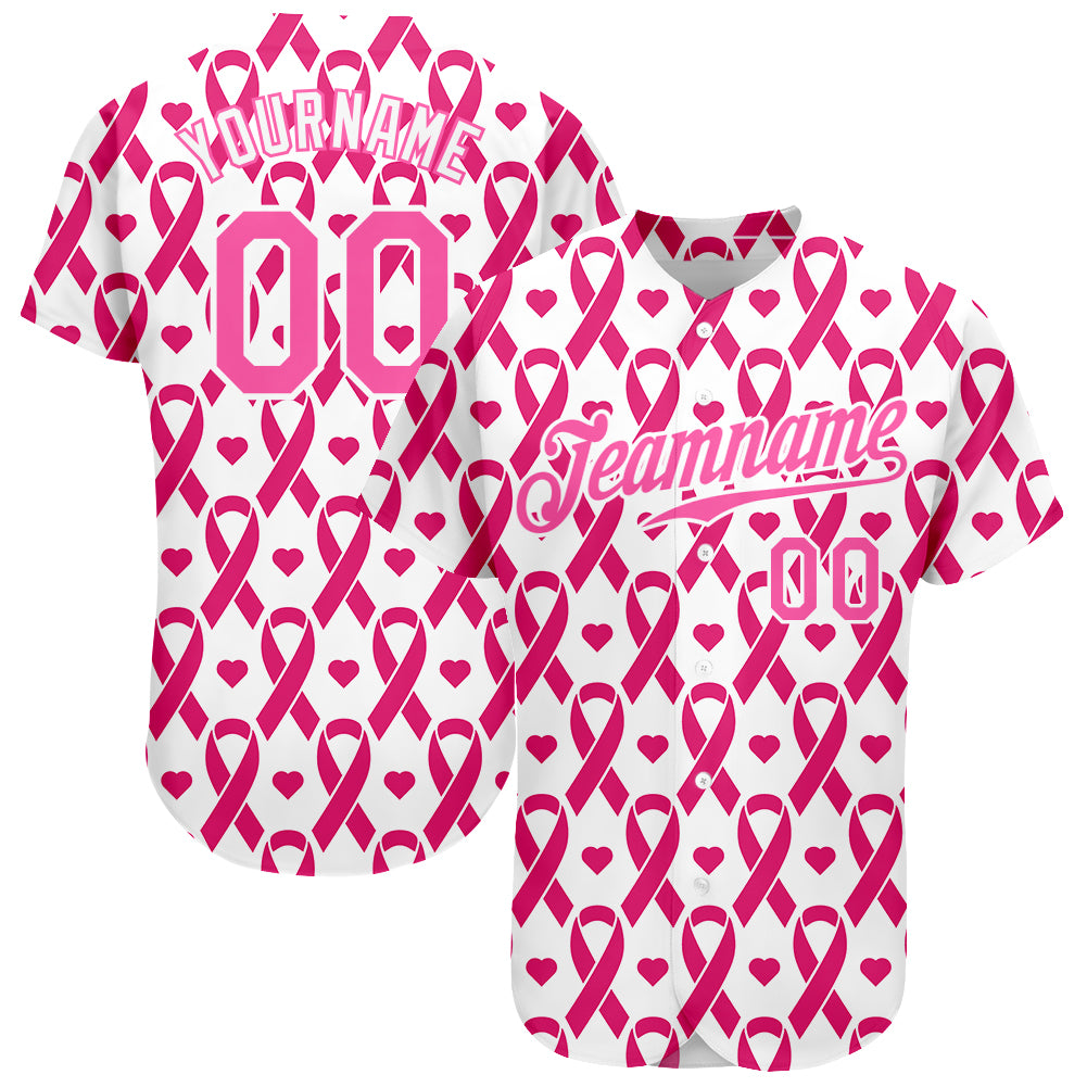 Custom-Pink-Pink-White-Design-Breast-Cancer-Baseball-MLB-Jersey-4165