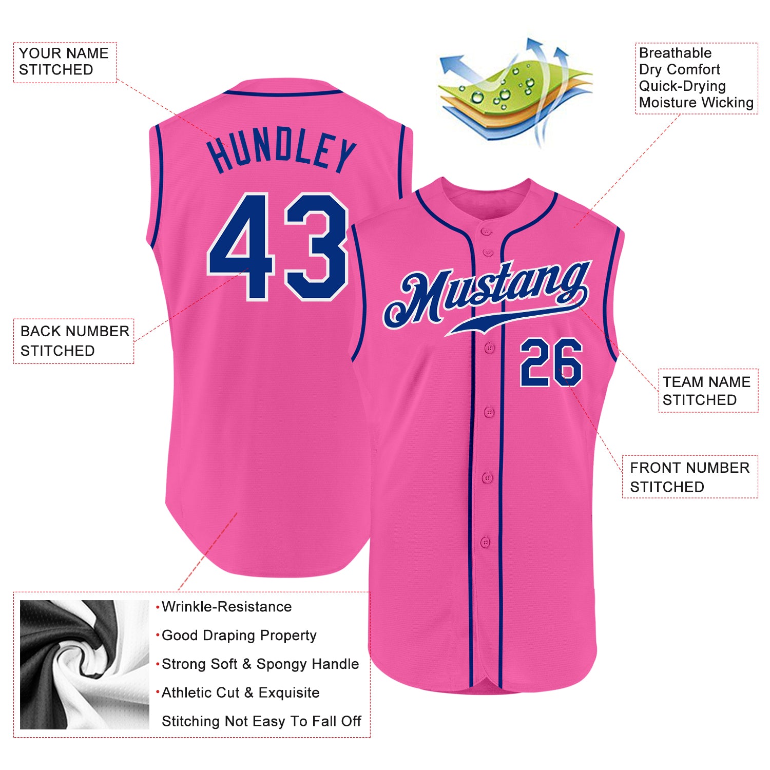 Custom-Pink-Royal-White-Sleeveless-Baseball-MLB-Jersey-2774