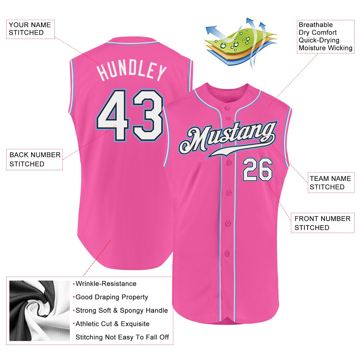 Custom-Pink-White-Light-Blue-Sleeveless-Baseball-MLB-Jersey-3013