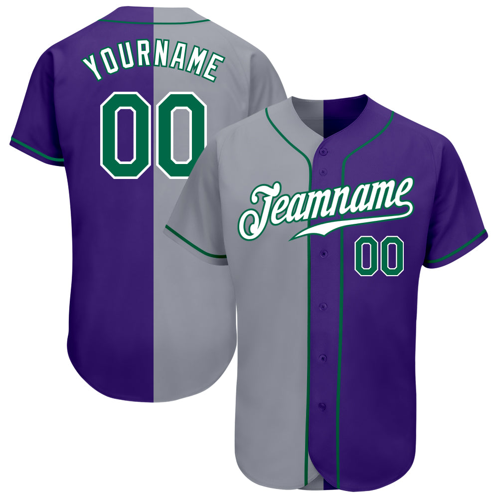Custom-Purple-Kelly-Green-Gray-Split-Fashion-Baseball-MLB-Jersey-1147