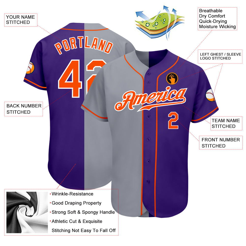 Custom-Purple-Orange-Gray-Split-Fashion-Baseball-MLB-Jersey-3136