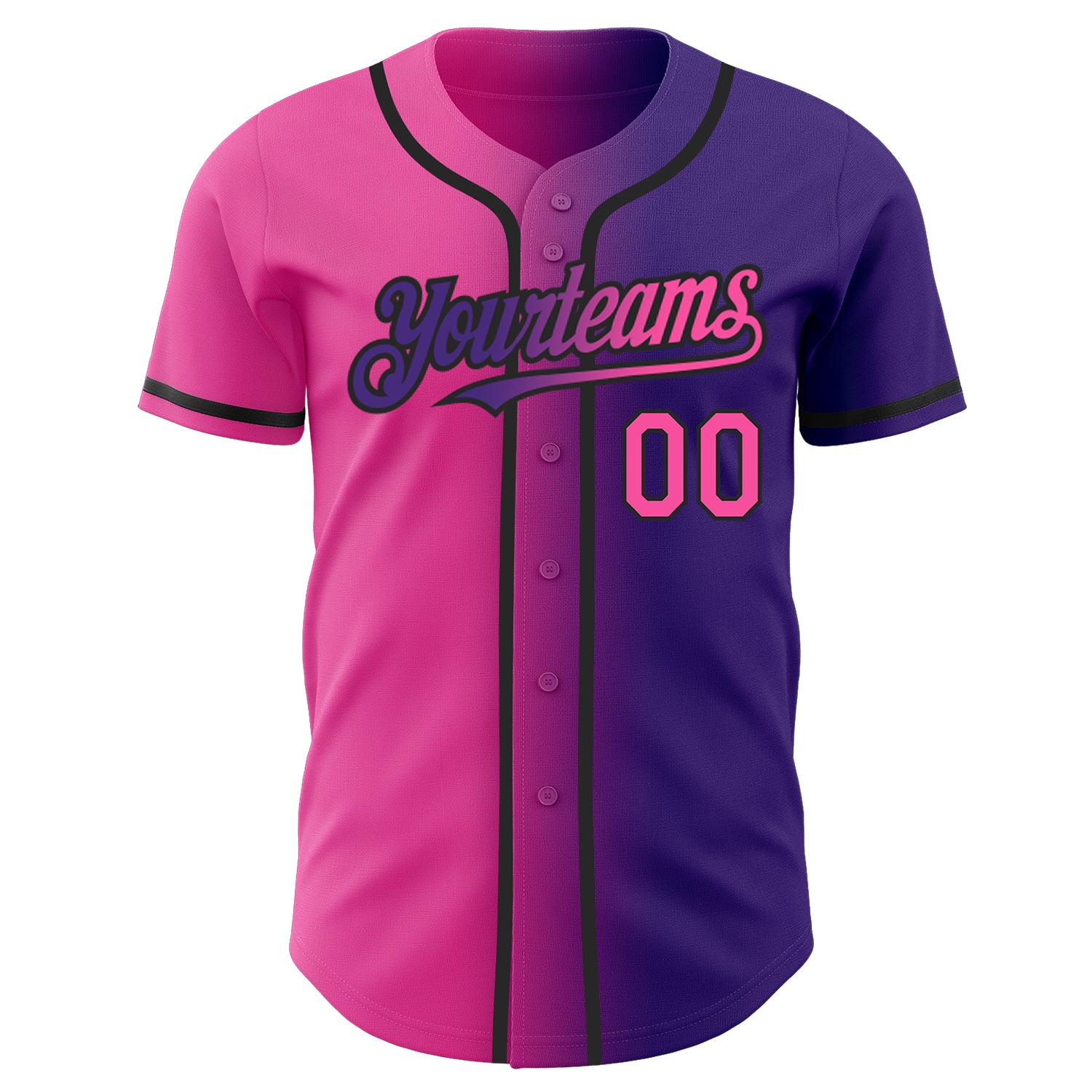 Custom-Purple-Pink-Black-Gradient-Fashion-Baseball-MLB-Jersey-7090