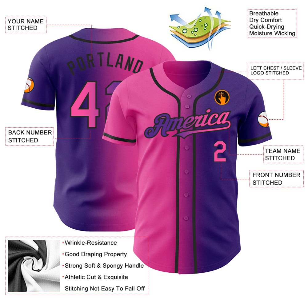Custom-Purple-Pink-Black-Gradient-Fashion-Baseball-MLB-Jersey-9213