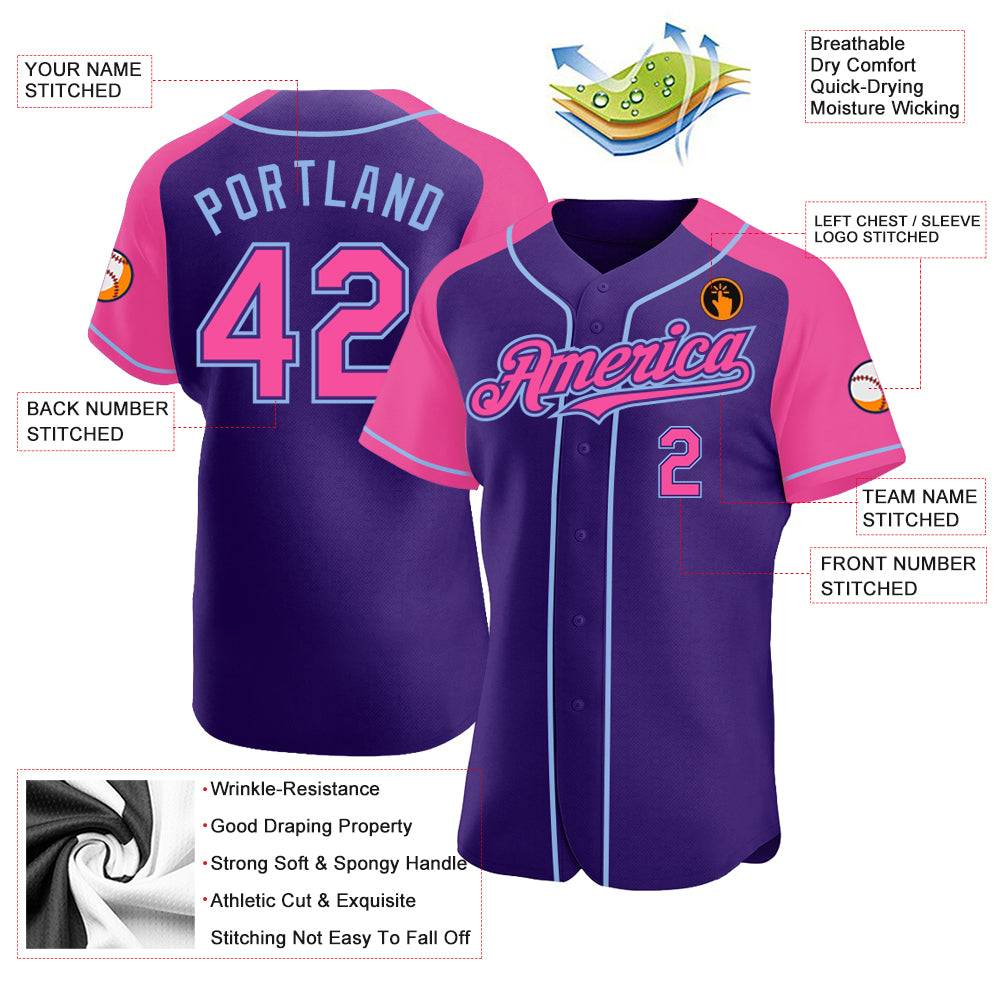 Custom-Purple-Pink-Light-Blue-Baseball-MLB-Jersey-9584