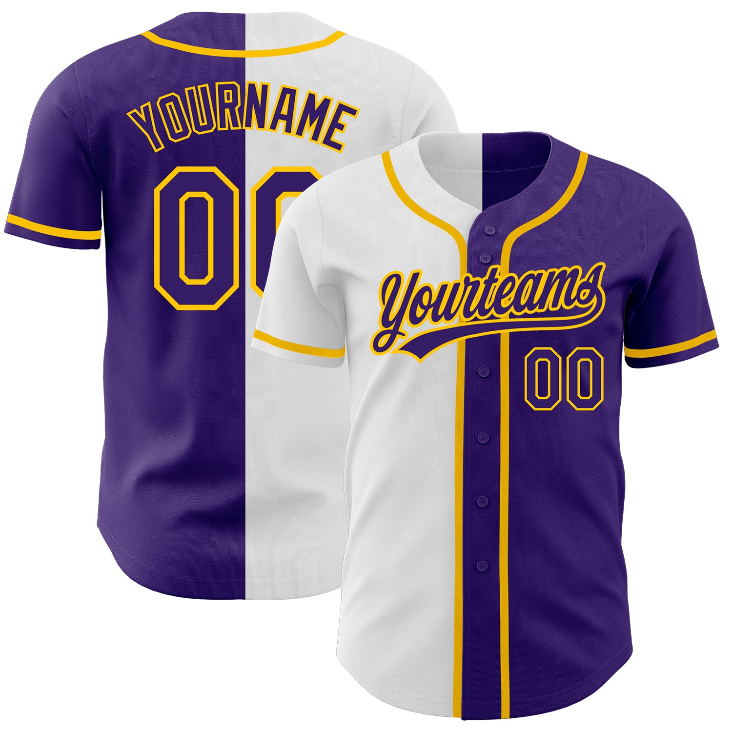 Custom-Purple-Purple-White-Gold-Split-Fashion-Baseball-MLB-Jersey-2987