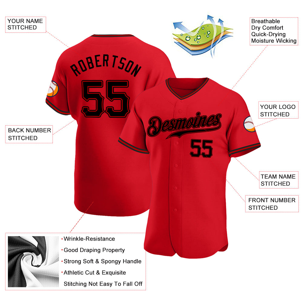 Custom-Red-Black-Baseball-MLB-Jersey-9016