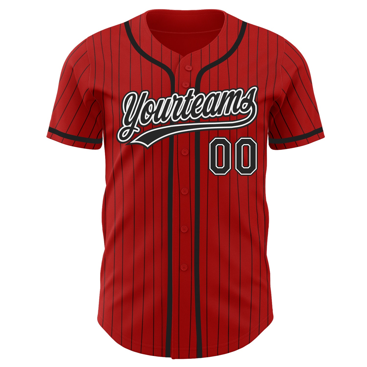 Custom-Red-Black-Pinstripe-Black-White-Baseball-MLB-Jersey-9338