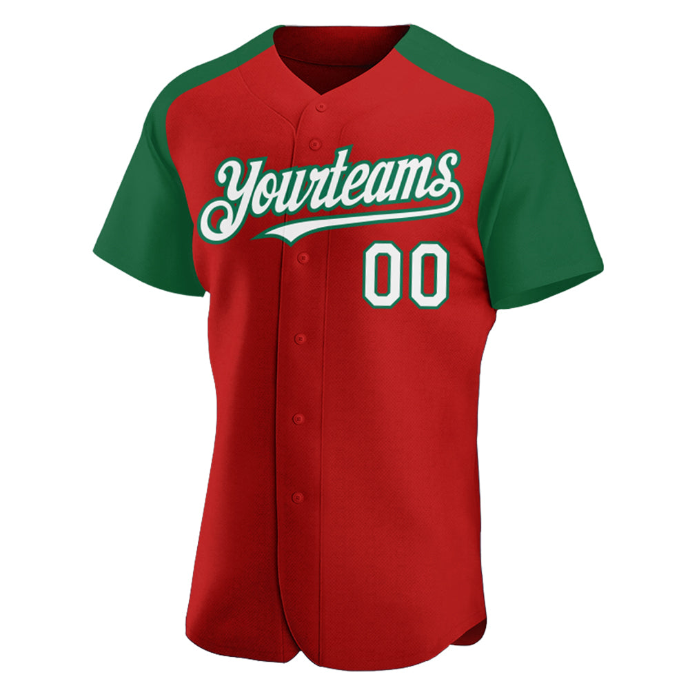 Custom-Red-White-Kelly-Green-Baseball-MLB-Jersey-7780