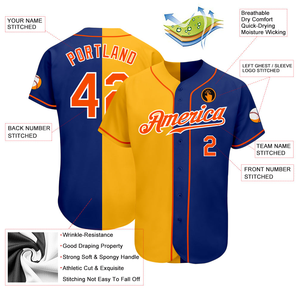 Custom-Royal-Orange-Yellow-Split-Fashion-Baseball-MLB-Jersey-4635