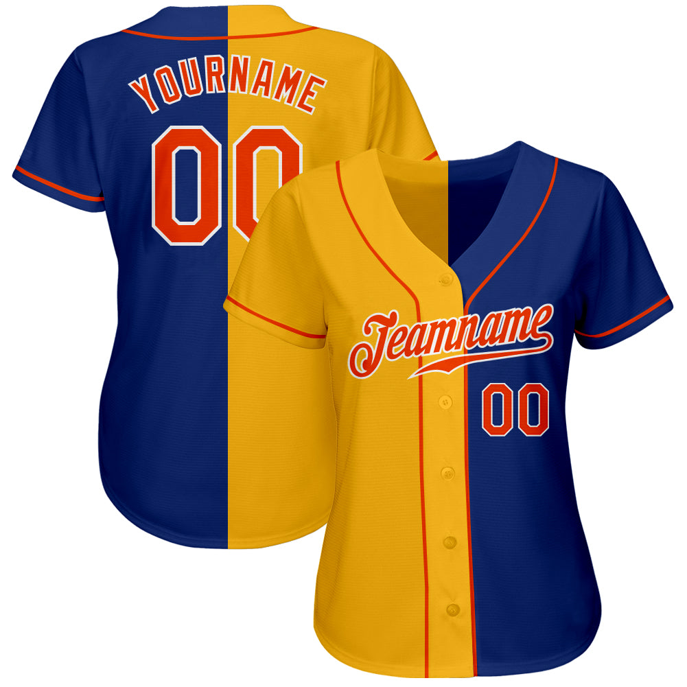 Custom-Royal-Orange-Yellow-Split-Fashion-Baseball-MLB-Jersey-9681
