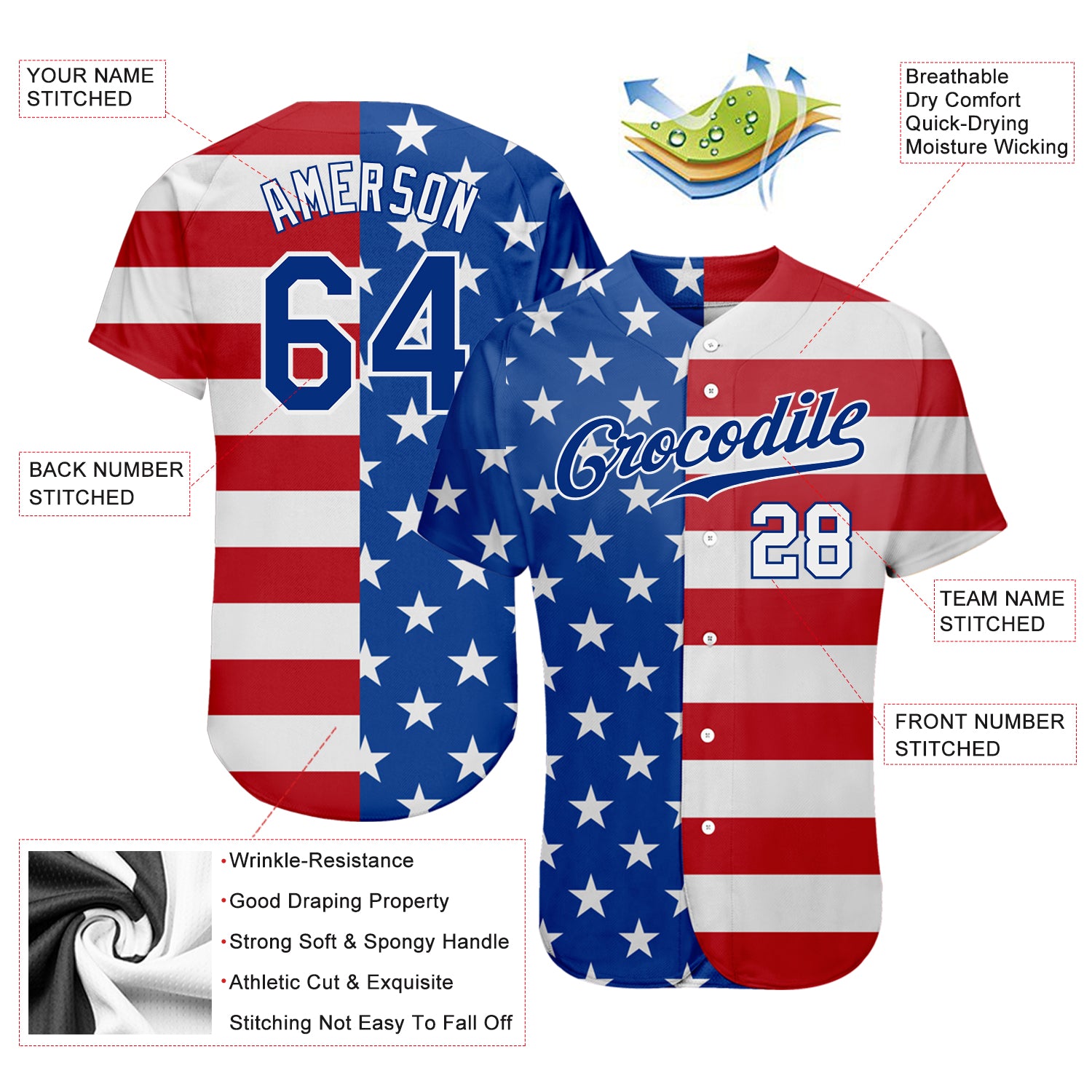 Custom-Royal-White-Red-American-Flag-Fashion-Baseball-MLB-Jersey-3163