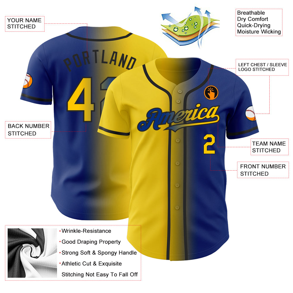 Custom-Royal-Yellow-Black-Gradient-Fashion-Baseball-MLB-Jersey-8639