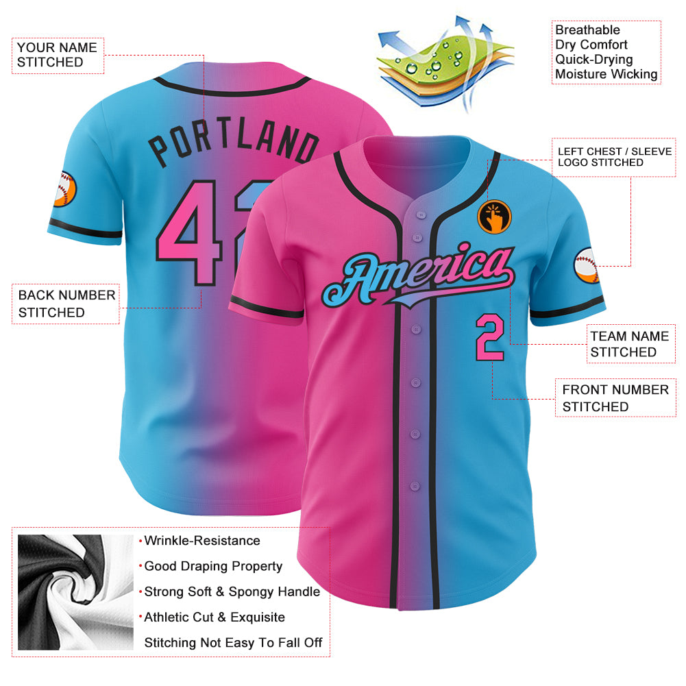 Custom-Sky-Blue-Pink-Black-Gradient-Fashion-Baseball-MLB-Jersey-3113
