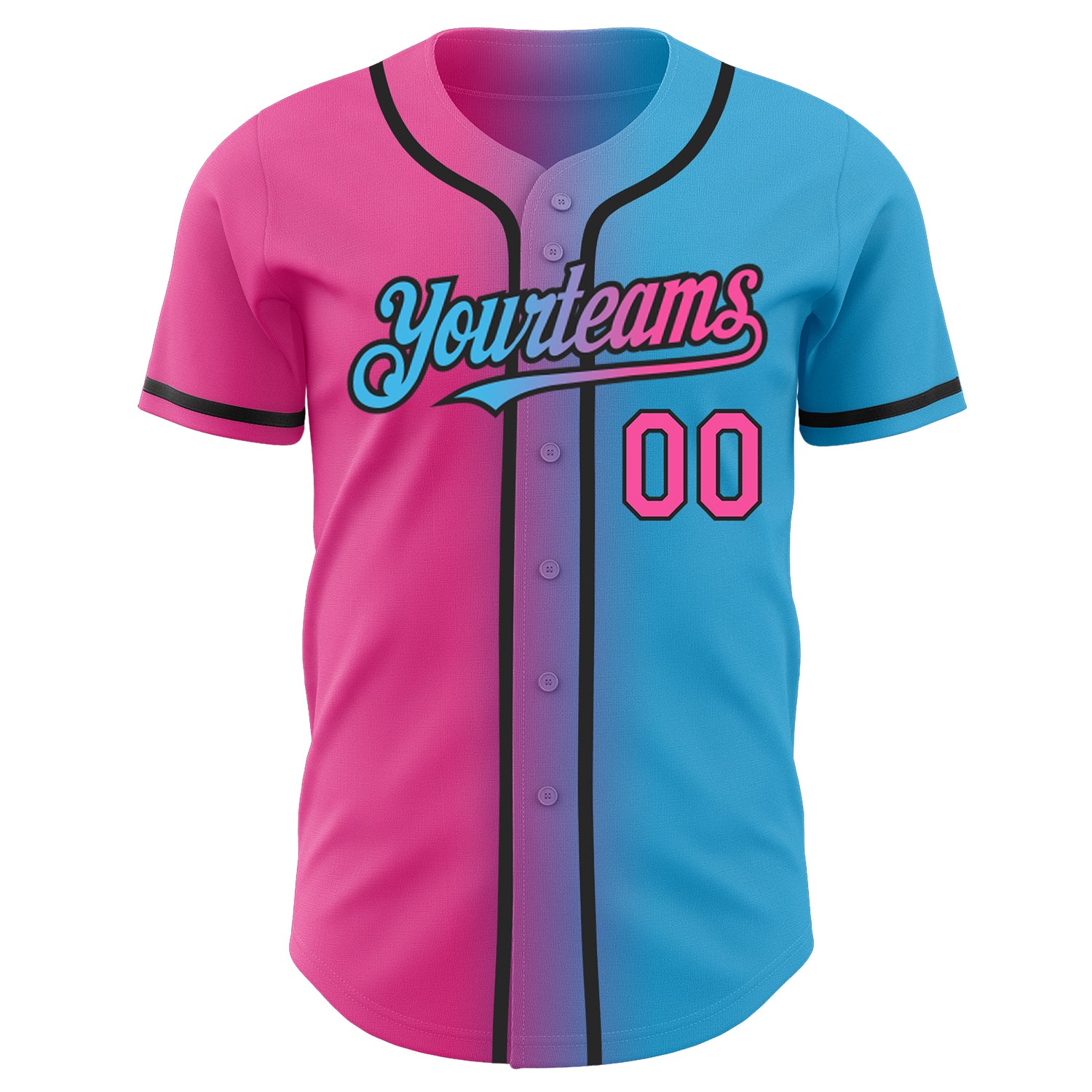 Custom-Sky-Blue-Pink-Black-Gradient-Fashion-Baseball-MLB-Jersey-3729