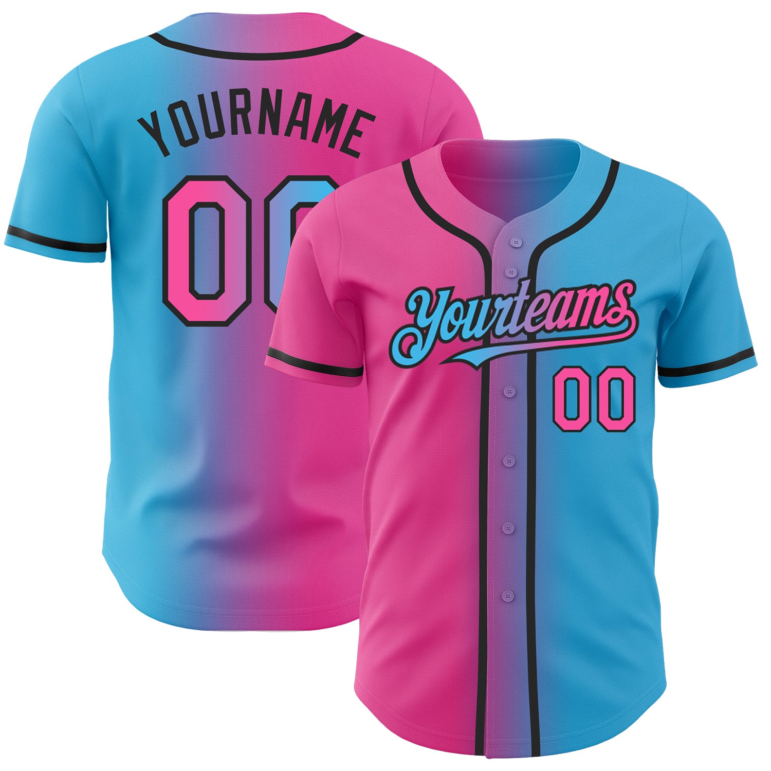 Custom-Sky-Blue-Pink-Black-Gradient-Fashion-Baseball-MLB-Jersey-3732