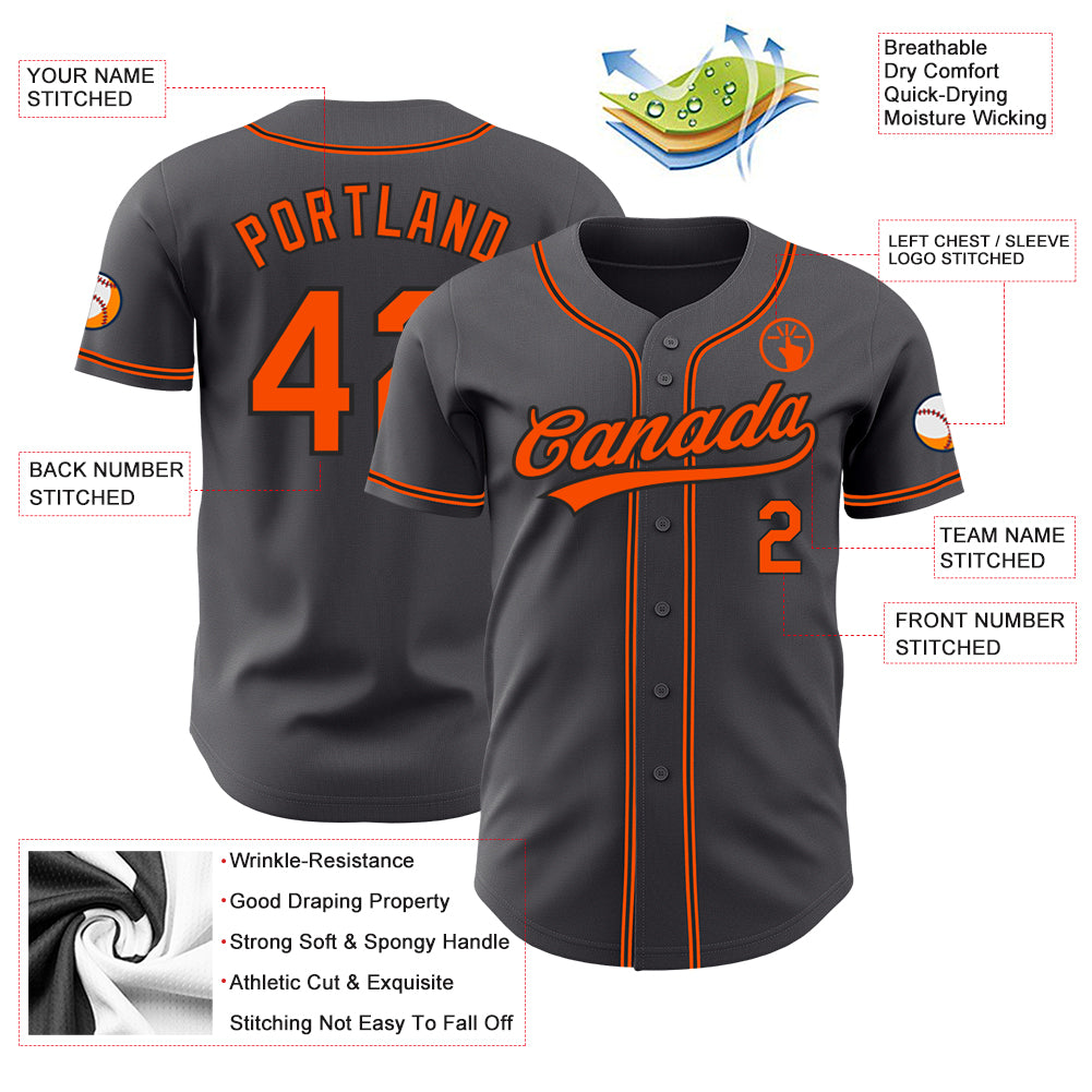 Custom-Steel-Gray-Orange-Black-Baseball-MLB-Jersey-2444