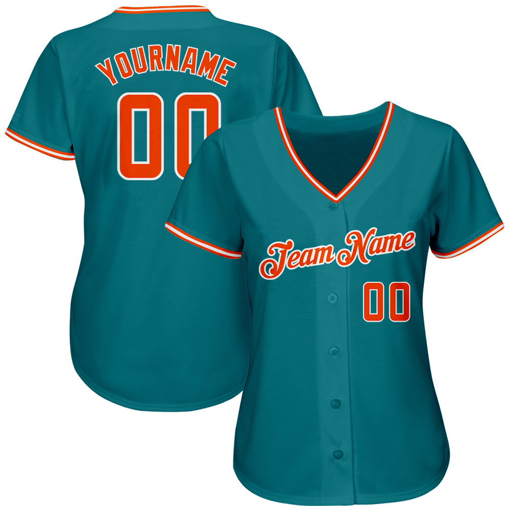 Custom-Teal-Orange-White-Baseball-MLB-Jersey-4109