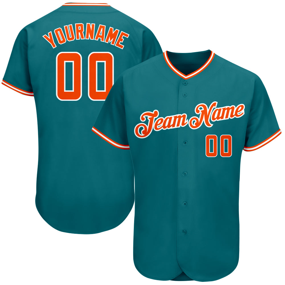 Custom-Teal-Orange-White-Baseball-MLB-Jersey-9219