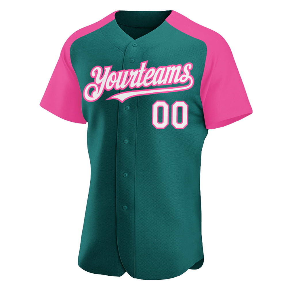Custom-Teal-White-Pink-Baseball-MLB-Jersey-5477