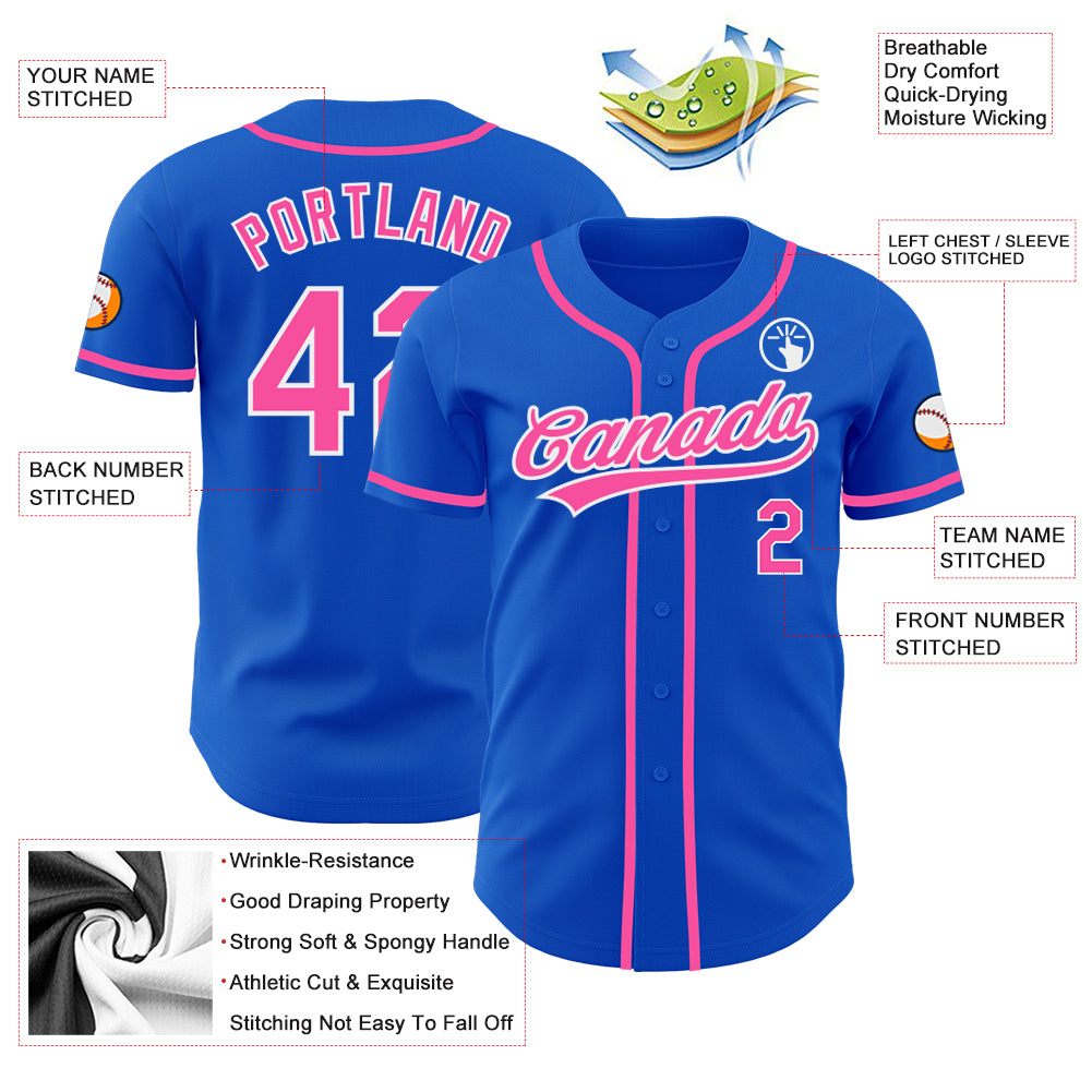 Custom-Thunder-Blue-Pink-White-Baseball-MLB-Jersey-9016