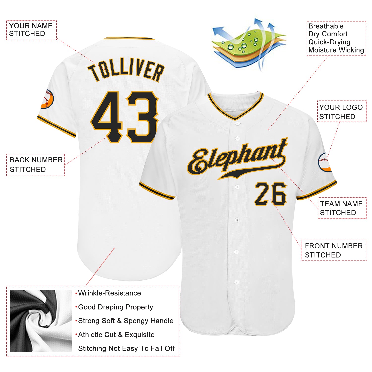 Custom-White-Black-Gold-Baseball-MLB-Jersey-9629