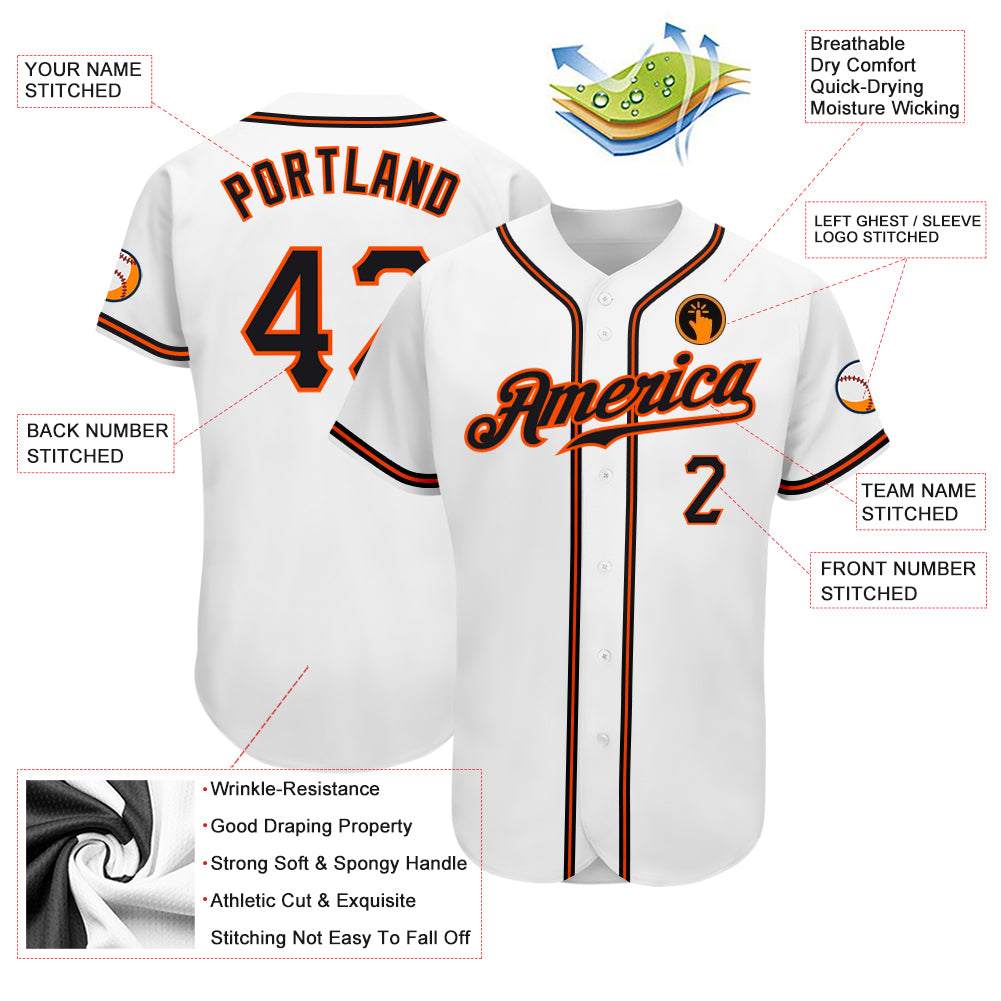 Custom-White-Black-Orange-Baseball-MLB-Jersey-3461