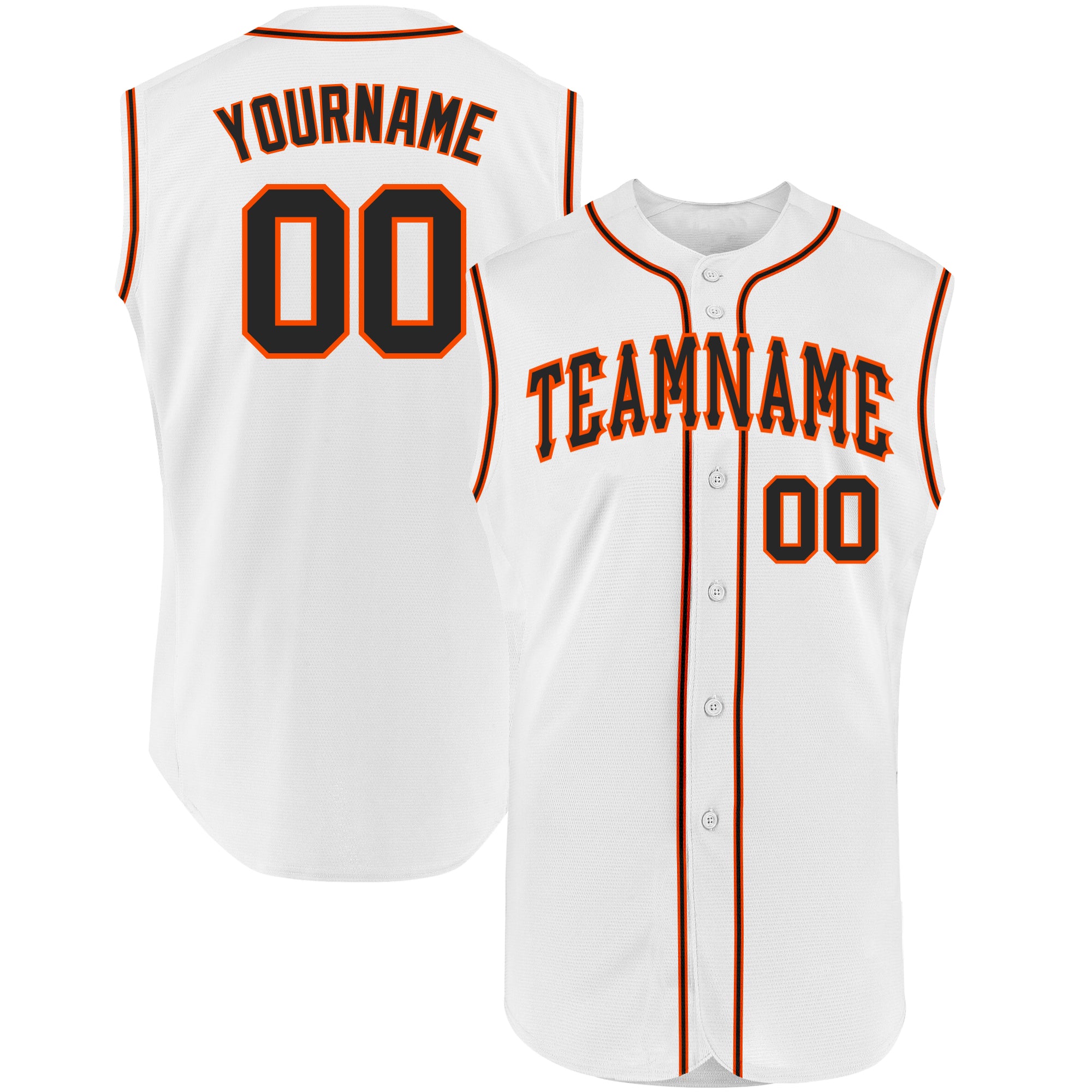 Custom-White-Black-Orange-Sleeveless-Baseball-MLB-Jersey-3355
